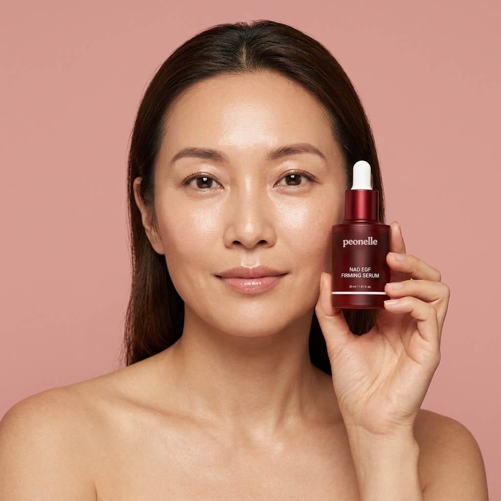 Frau mit dem Peonelle NAD+ EGF Straffungsserum